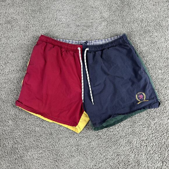 Tommy Hilfiger Swim Shorts Mens Large Sail Crest Colorblock Trunks Swimwear - Picture 2 of 10